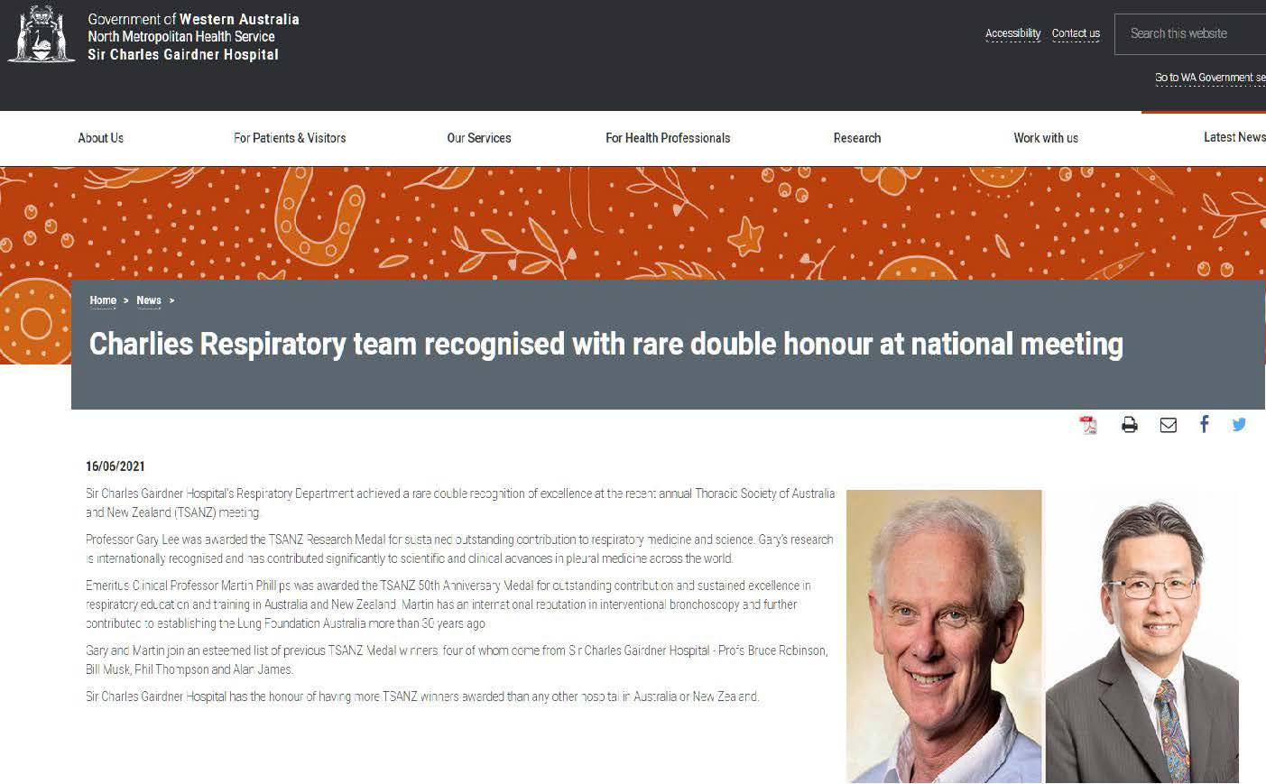 2021 Research Medal Thoracic Society of Australia and New Zealand